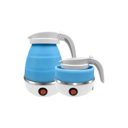 Foldable electric kettle in open and folded positions